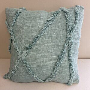Mina Victory Aqua Blue Geometric Decorative Pillow 18 X 18” Aqua